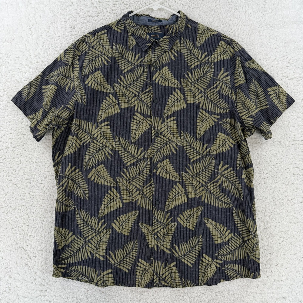 Roark Shirt Mens 2XL Blue Leaf Hawaiian Short Sleeve Button Up Casual Aloha